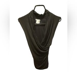 H&M Women’s Y2K Sleeveless Lined Black Draped Low Front Wrap Style Top Size XS